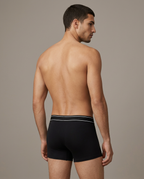 Homme portant le boxer anatomique FRØAMY 3D noir, vue de dos